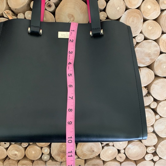 Kate Spade Black Sweetheart Pink Kyra Arbour Hill Leather Tote Bag - Picture 12 of 14